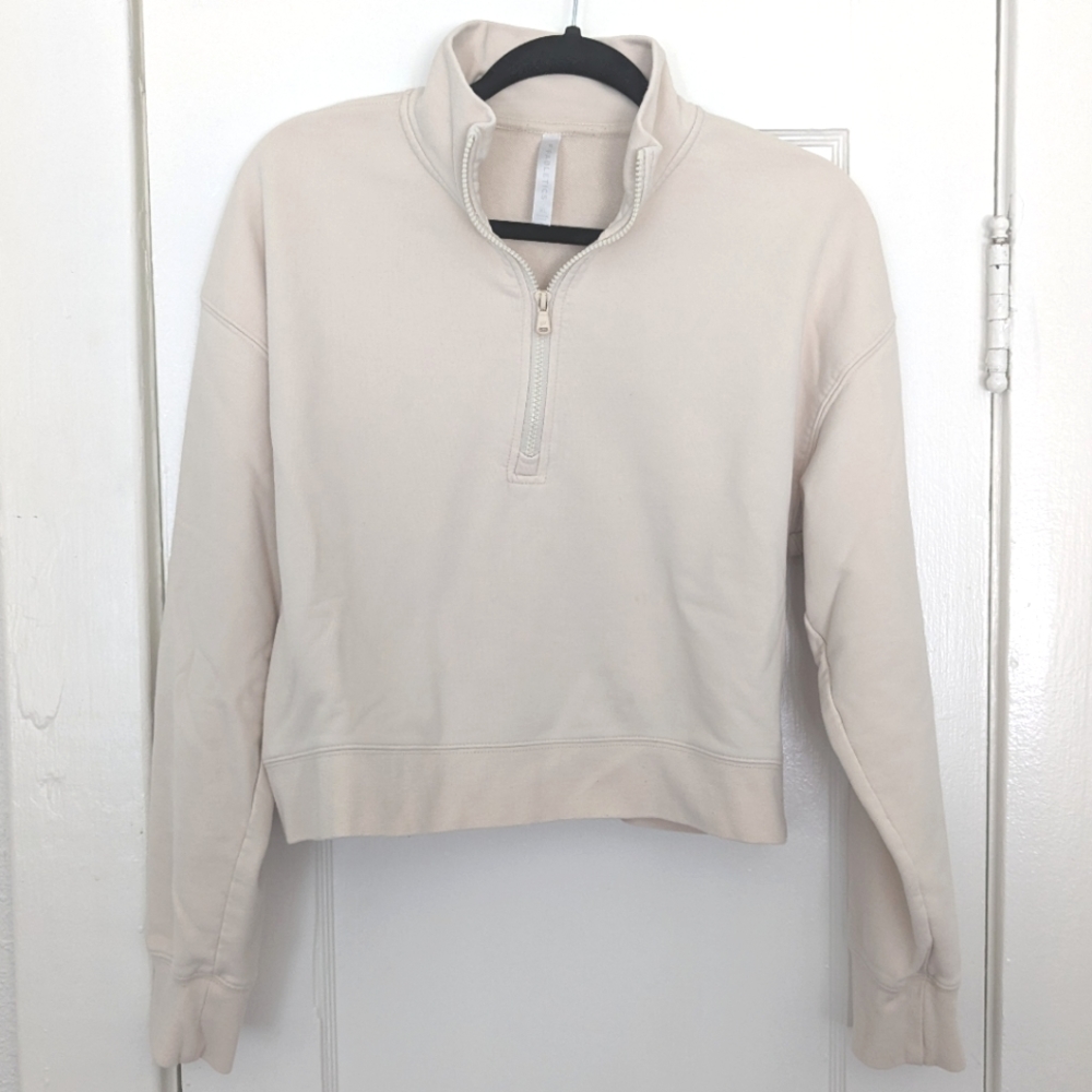 Fabletics Kat Half Zip Pullover Sweatshirt Tapioca